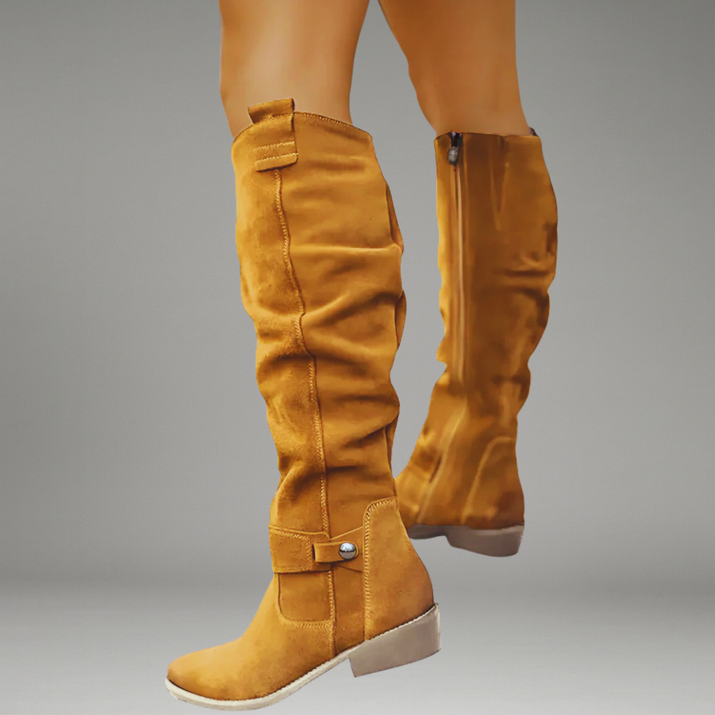 Women’s Knee Boots with Side Zipper and Non-Slip Outsole