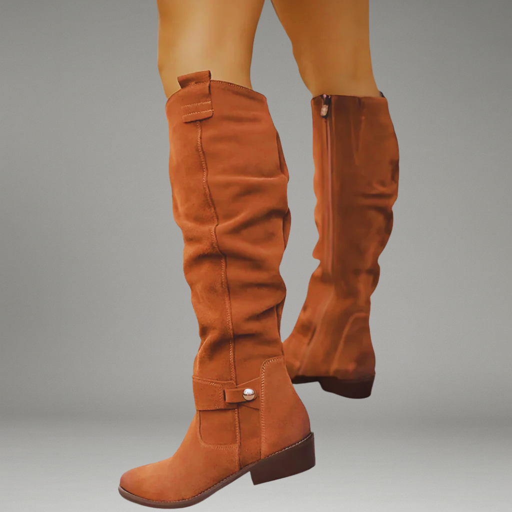Women’s Knee Boots with Side Zipper and Non-Slip Outsole