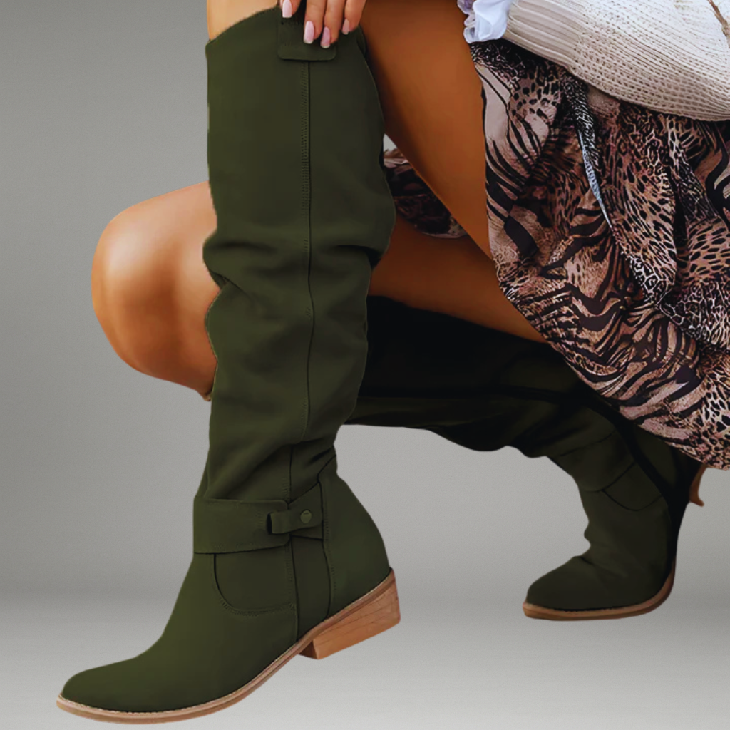 Women’s Knee Boots with Side Zipper and Non-Slip Outsole