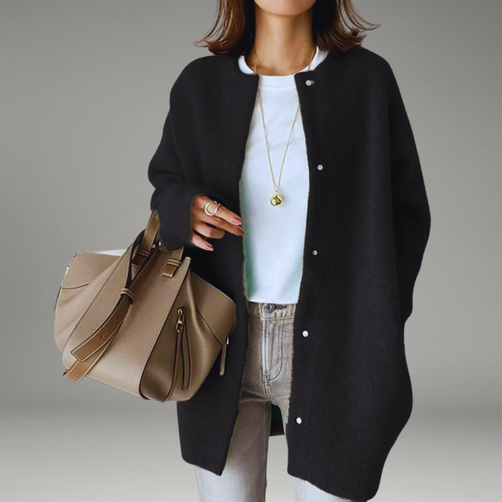 Women’s Knit Cardigan with Snap Button Closure and Long Sleeves