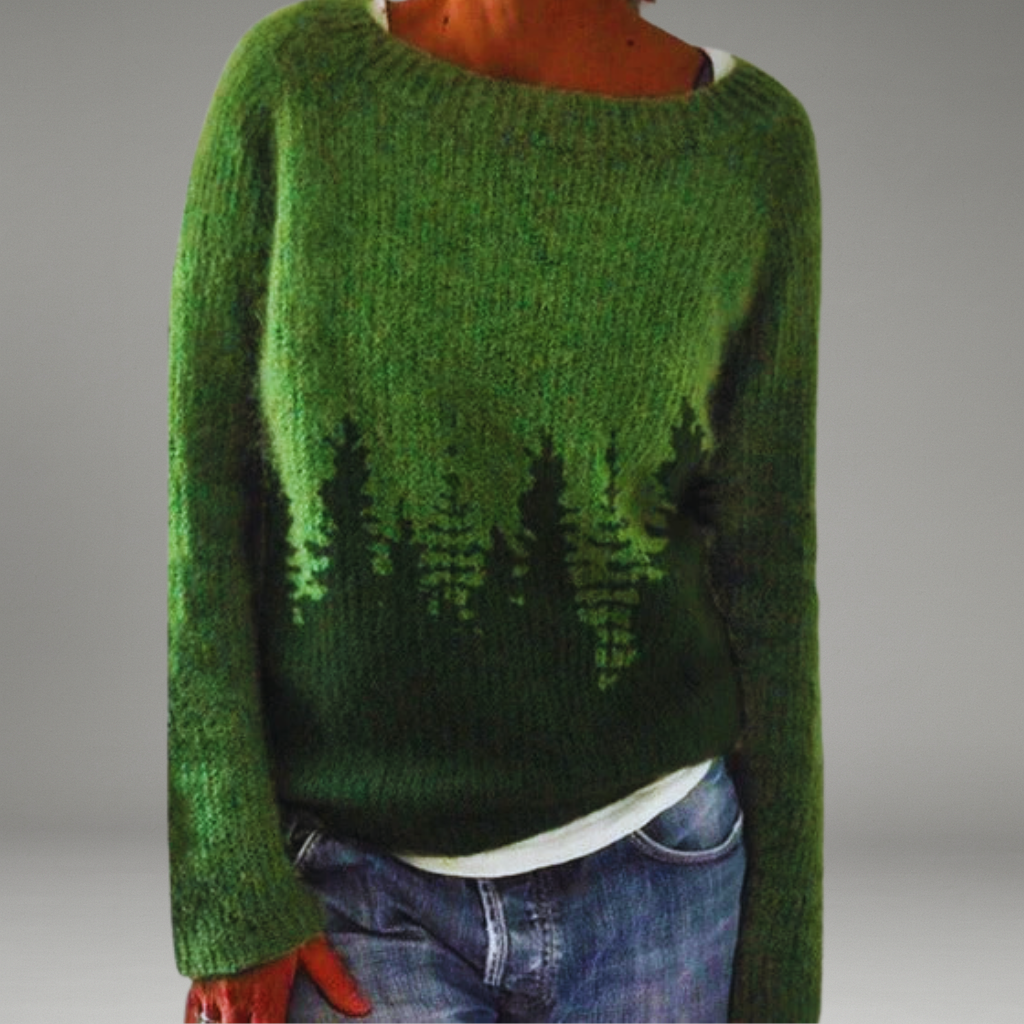 Women’s Knit Sweater with Crew Neck and Ribbed Cuffs