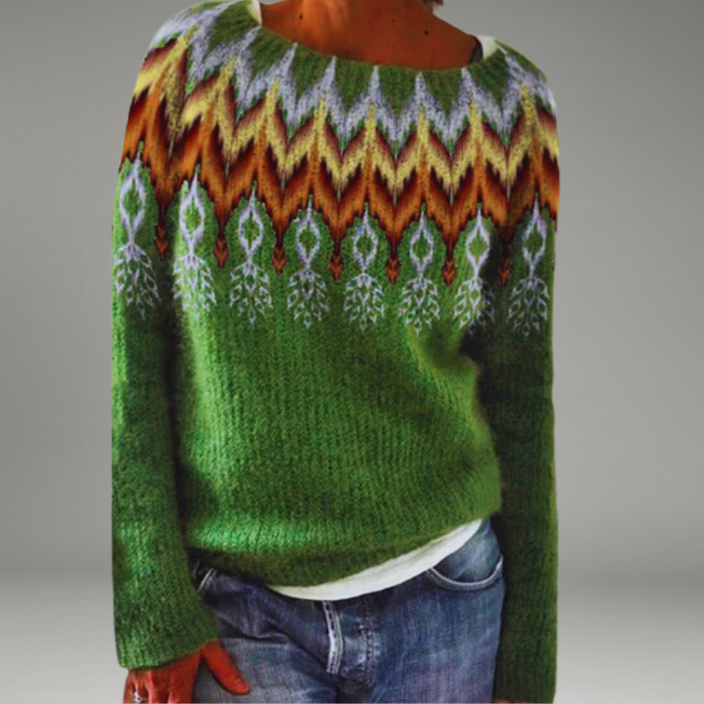 Women’s Knit Sweater with Crew Neck and Ribbed Cuffs