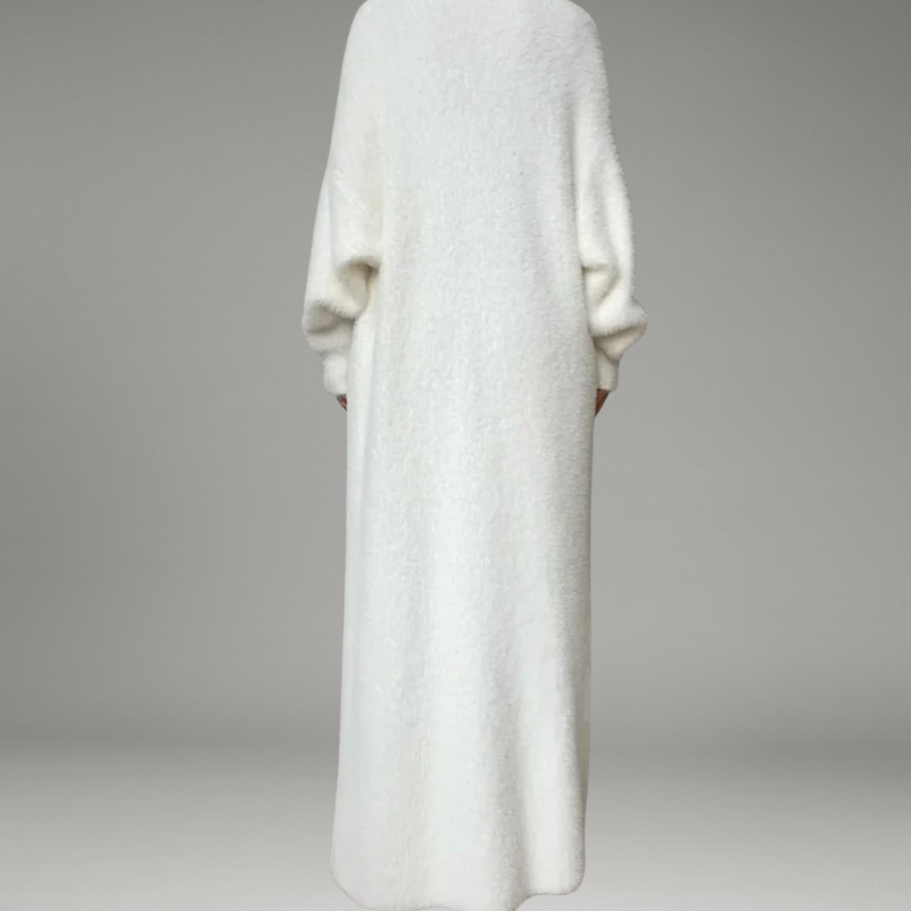 Women’s open-front cardigan with long sleeves and clean edges