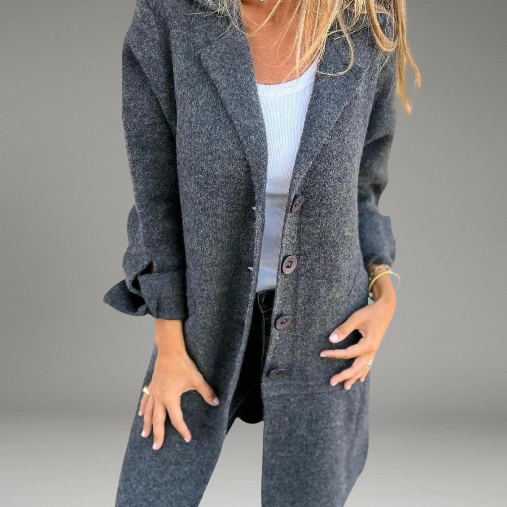 Women’s Knit Coat with Open Front and Long Sleeves