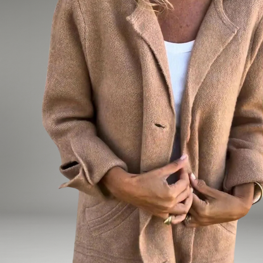 Women’s Knit Coat with Open Front and Long Sleeves