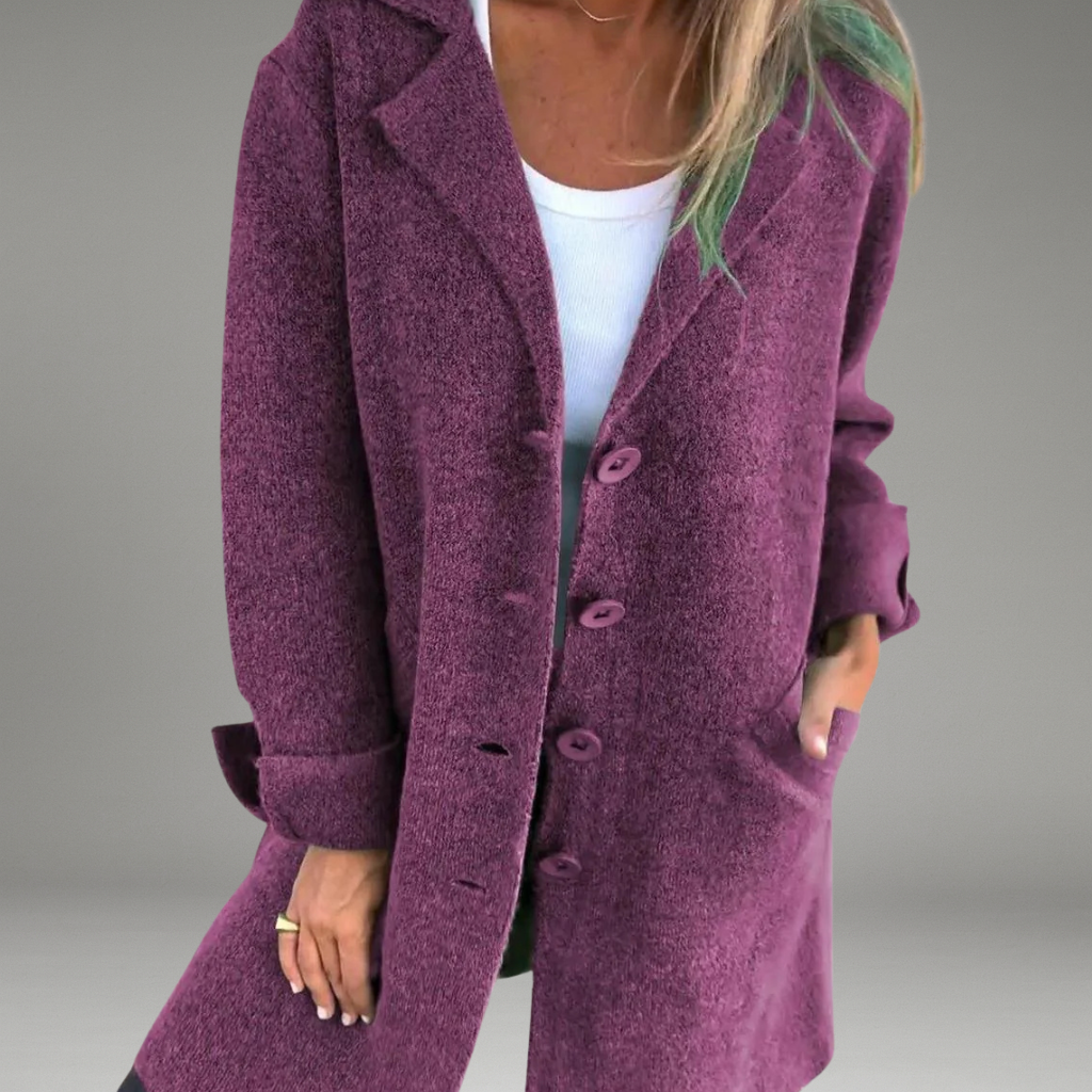 Women’s Knit Coat with Open Front and Long Sleeves