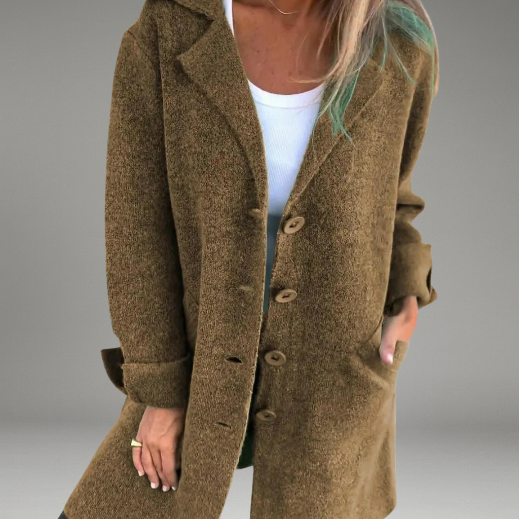 Women’s Knit Coat with Open Front and Long Sleeves
