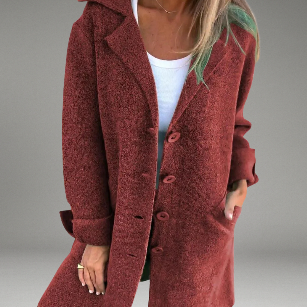 Women’s Knit Coat with Open Front and Long Sleeves