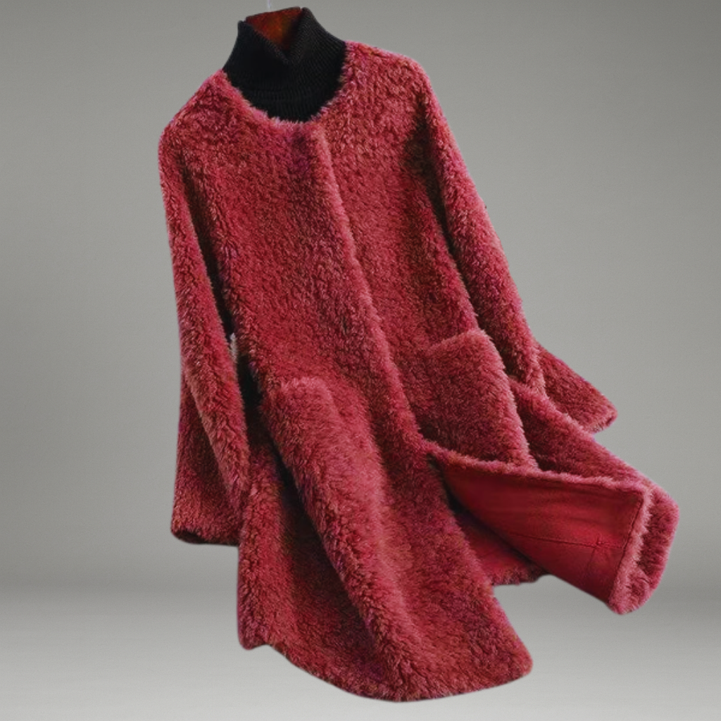 Women’s Oversized Coat with Button Cuffs and Polished Collar