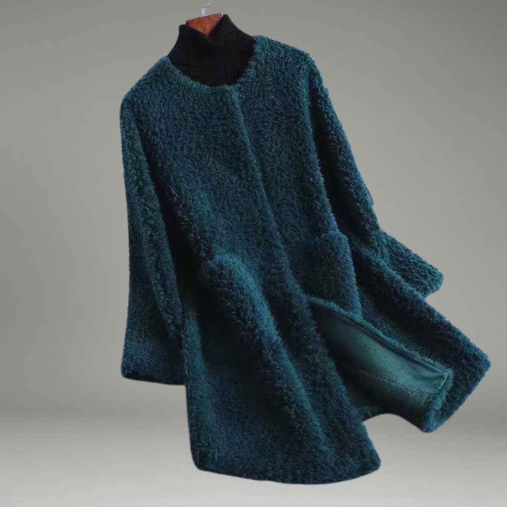 Women’s Oversized Coat with Button Cuffs and Polished Collar