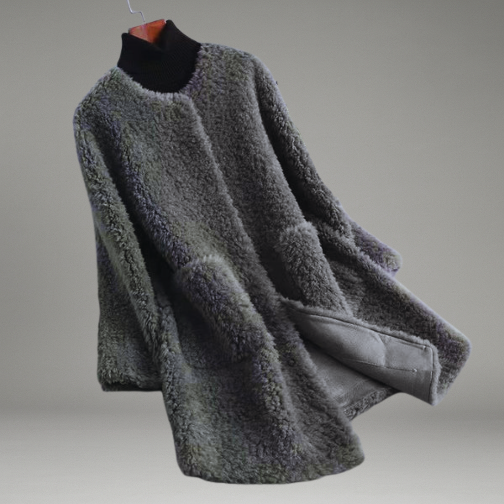 Women’s Oversized Coat with Button Cuffs and Polished Collar