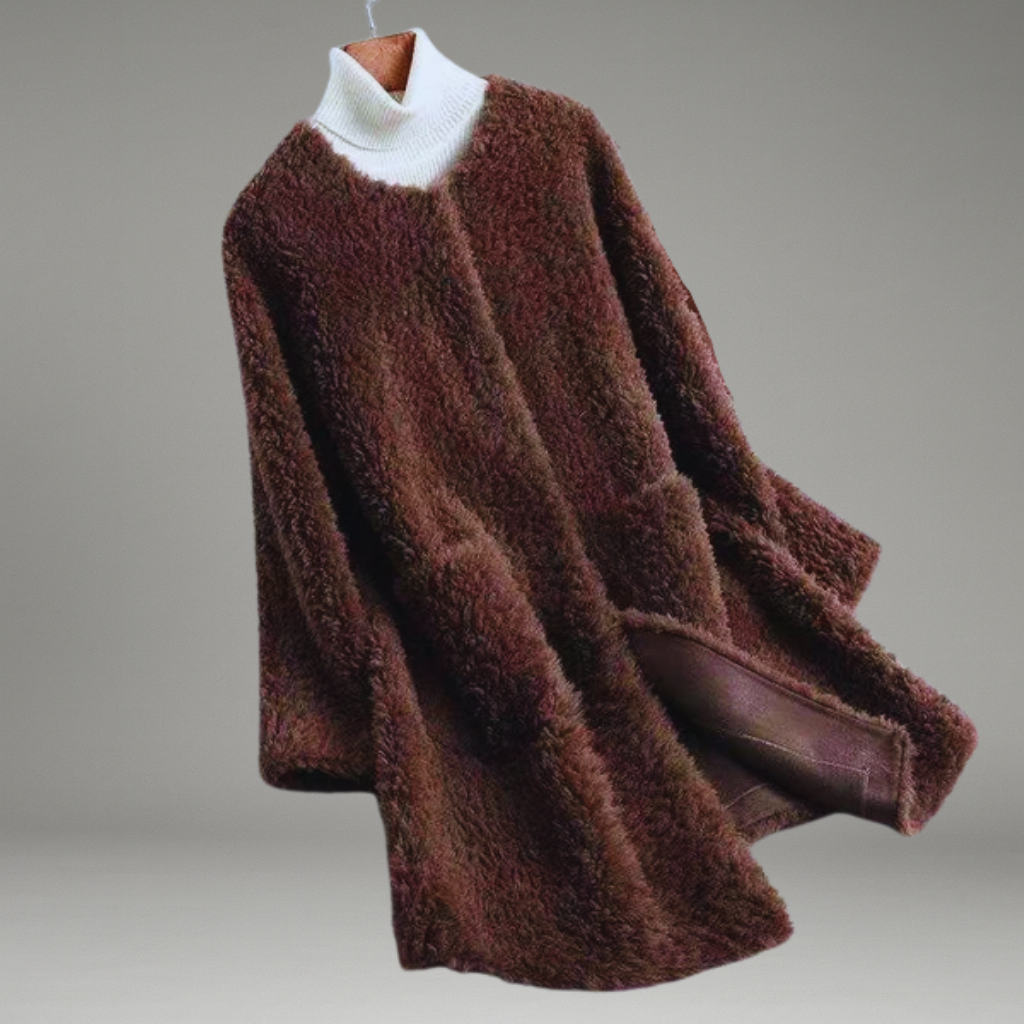 Women’s Oversized Coat with Button Cuffs and Polished Collar