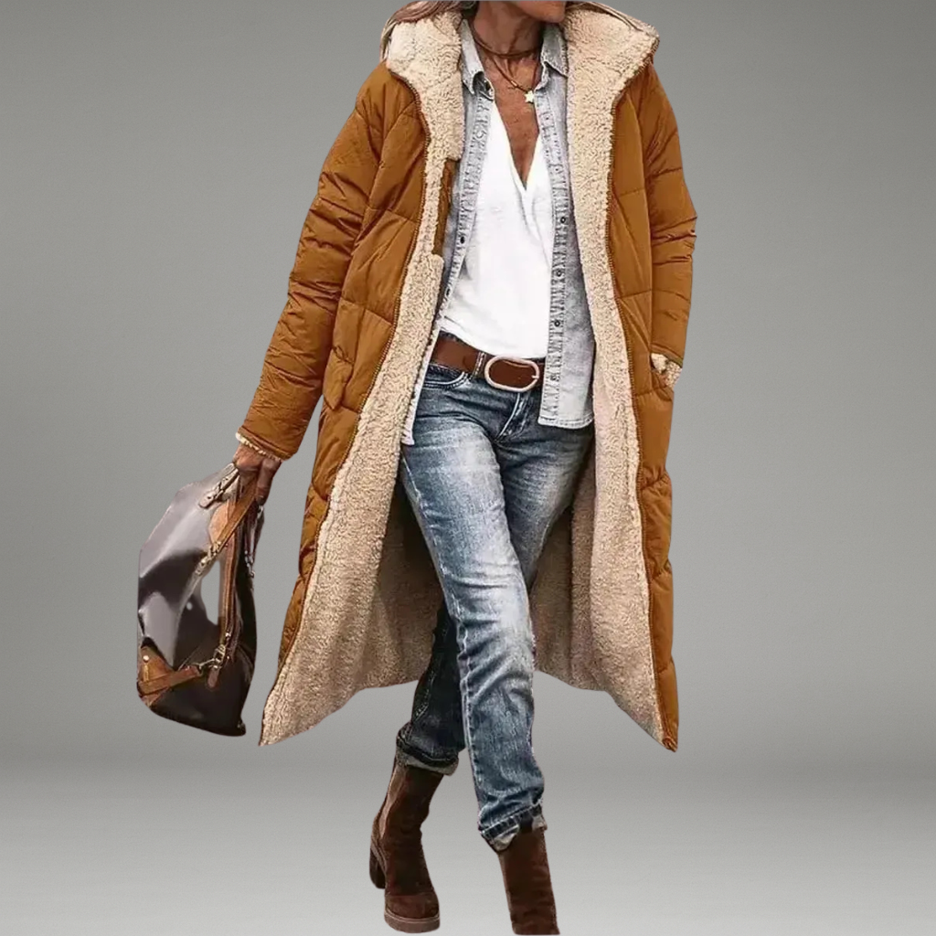 Women’s Reversible Jacket with Front Zipper Closure and Stand Collar