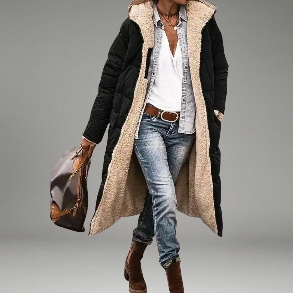 Women’s Reversible Jacket with Front Zipper Closure and Stand Collar