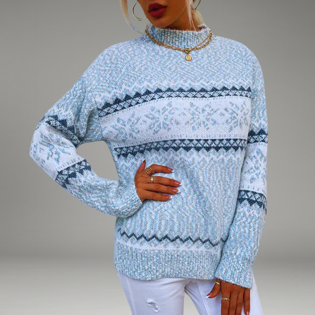 Women’s Ribbed Knit Sweater with Mock Neck and Long Sleeves