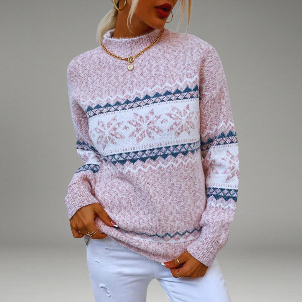 Women’s Ribbed Knit Sweater with Mock Neck and Long Sleeves