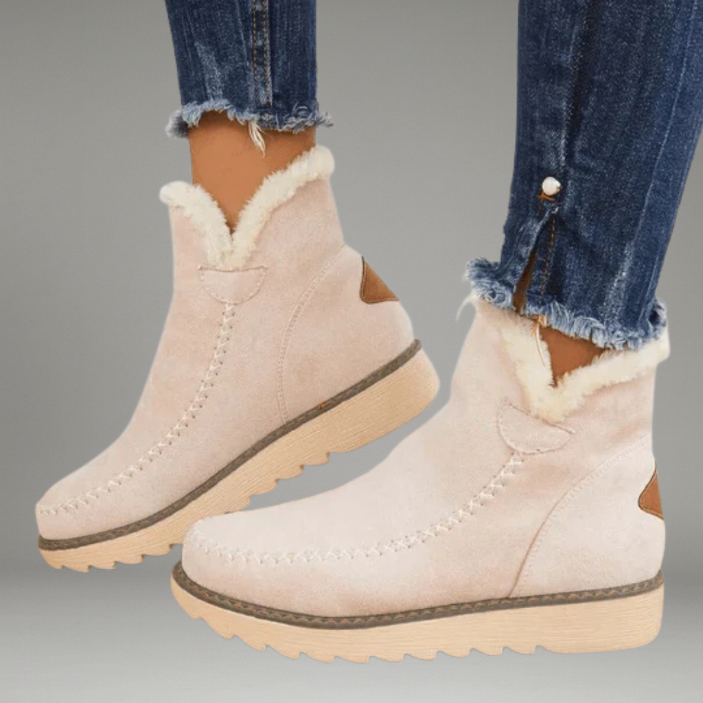 Women’s Slip-On Boots with Fabric Lining and Wedge Heel