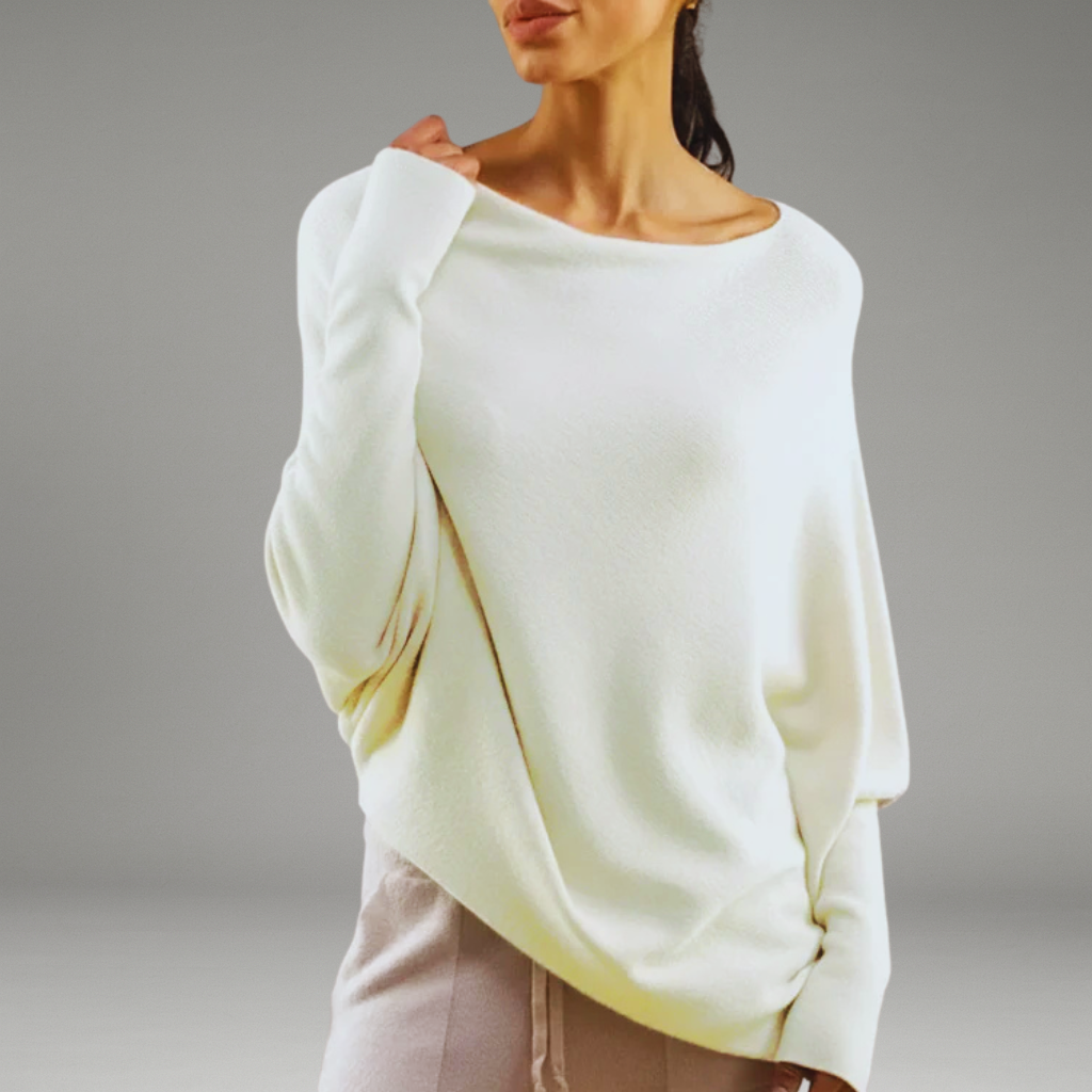 Women’s Sweater with Boat Neckline and Long Sleeves