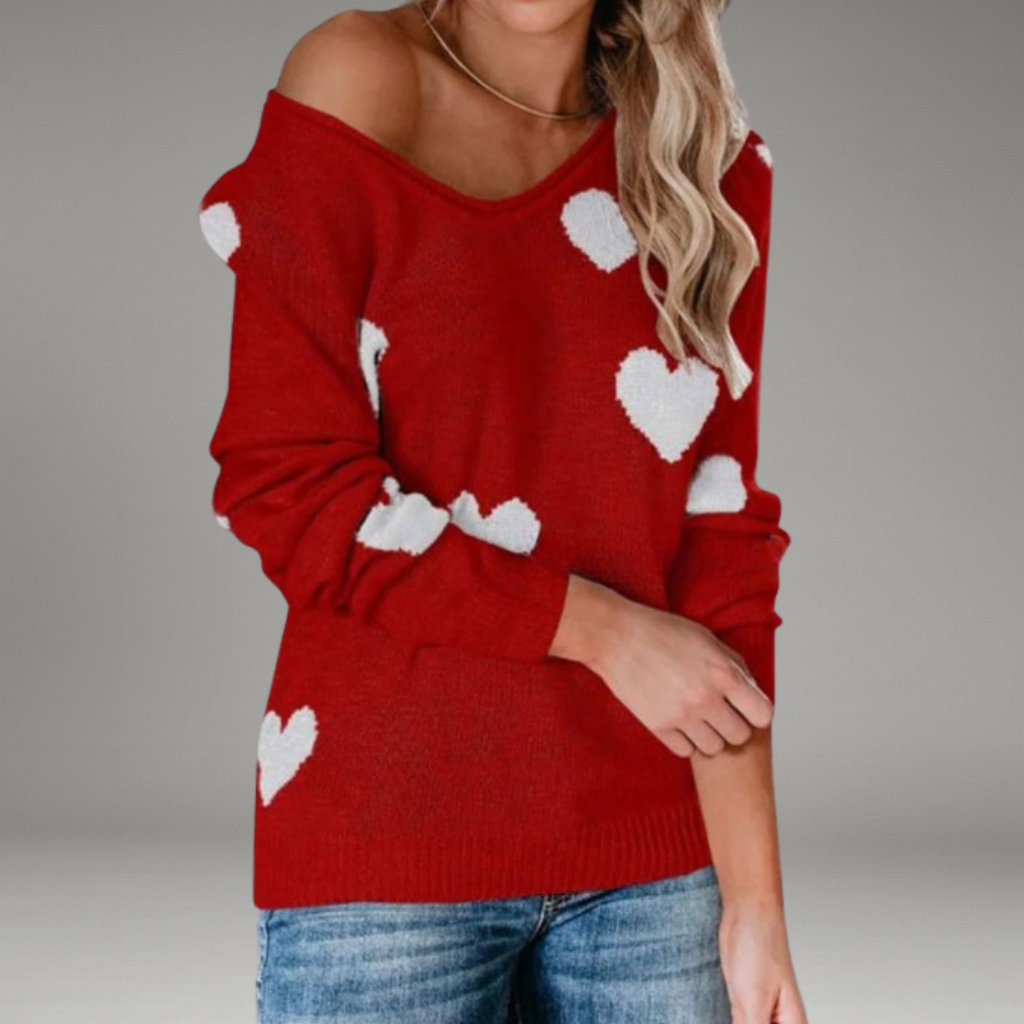 Women’s Sweater with Round Neckline and Ribbed Hem