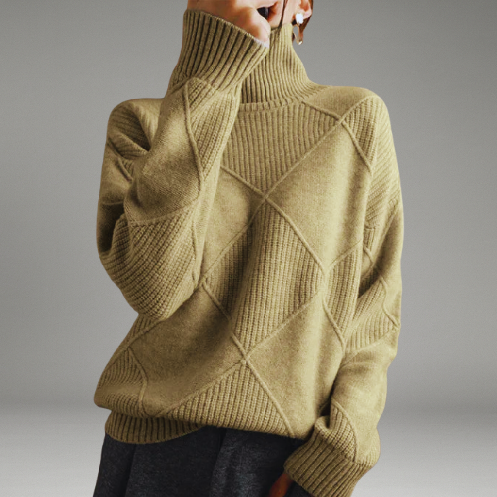 Women’s Sweater with Turtleneck and Ribbed Hem