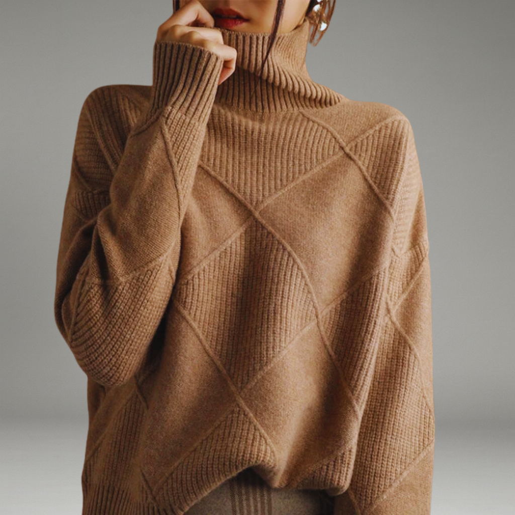 Women’s Sweater with Turtleneck and Ribbed Hem