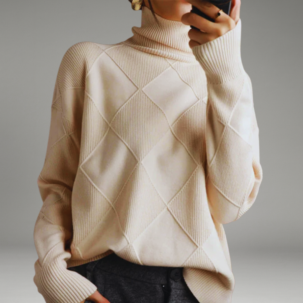Women’s Sweater with Turtleneck and Ribbed Hem