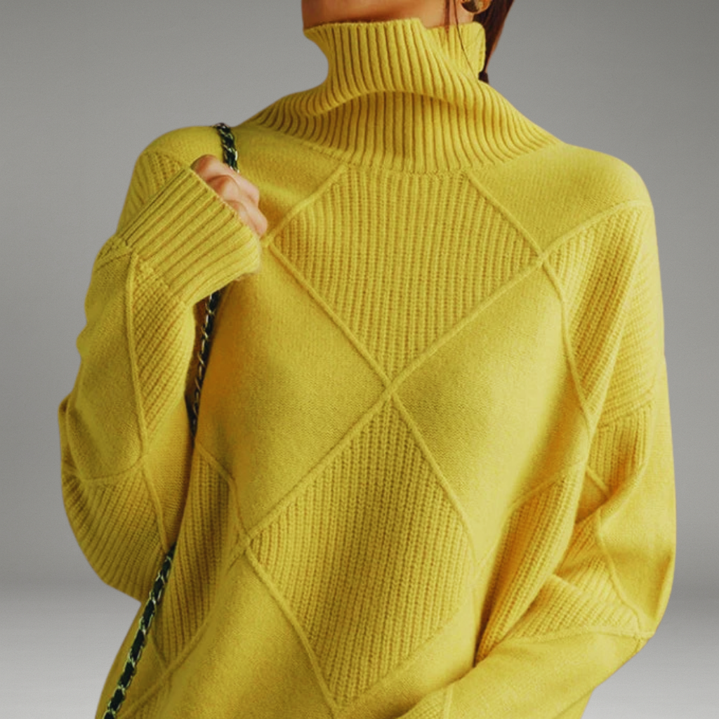 Women’s Sweater with Turtleneck and Ribbed Hem