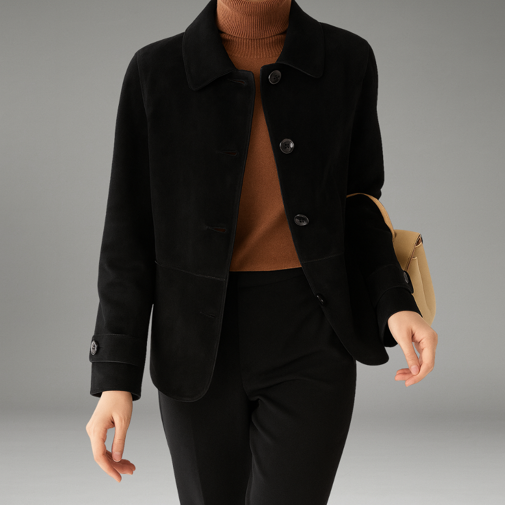 Women’s Tailored Coat with Button Closure and Short Silhouette