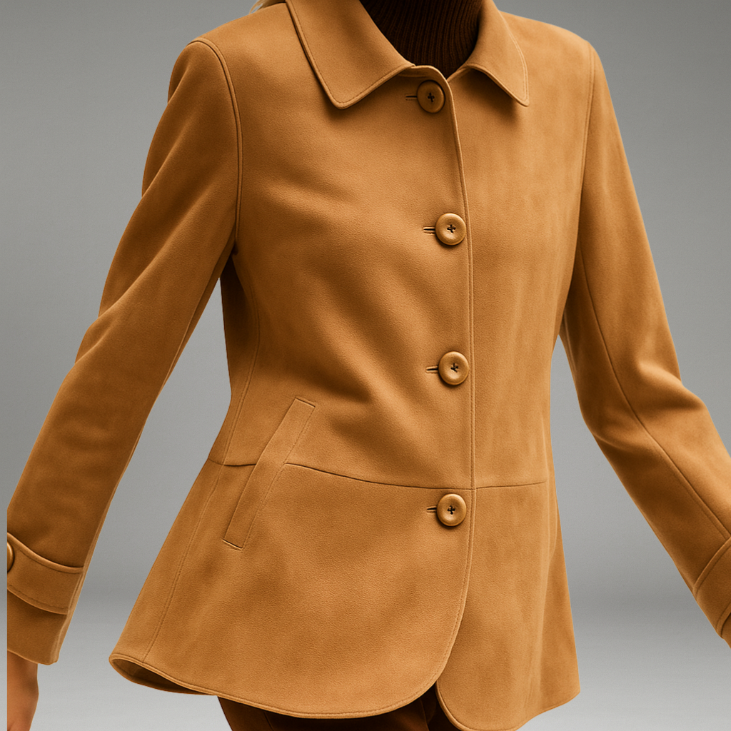 Women’s Tailored Coat with Button Closure and Short Silhouette