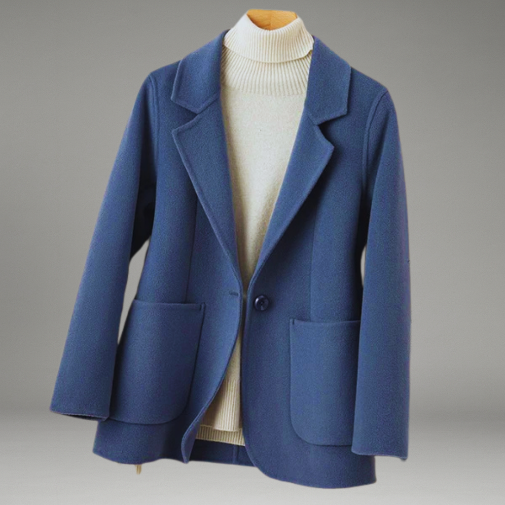 Women’s Tailored Coat with Button Closure and Side Pockets