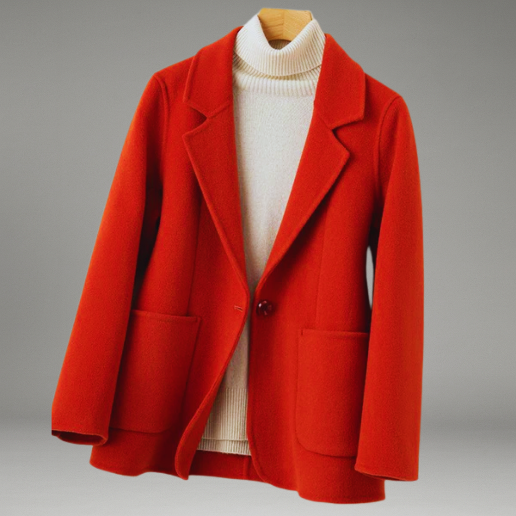 Women’s Tailored Coat with Button Closure and Side Pockets
