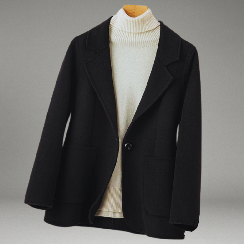 Women’s Tailored Coat with Button Closure and Side Pockets