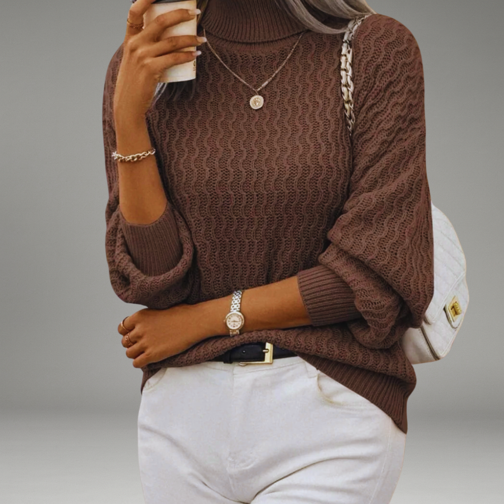 Women’s Turtleneck Sweater with High Neck and Long Sleeves