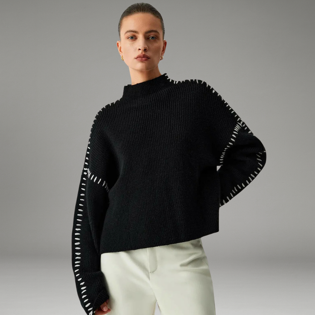 Women’s Sweater with Turtleneck Collar and Long Sleeves
