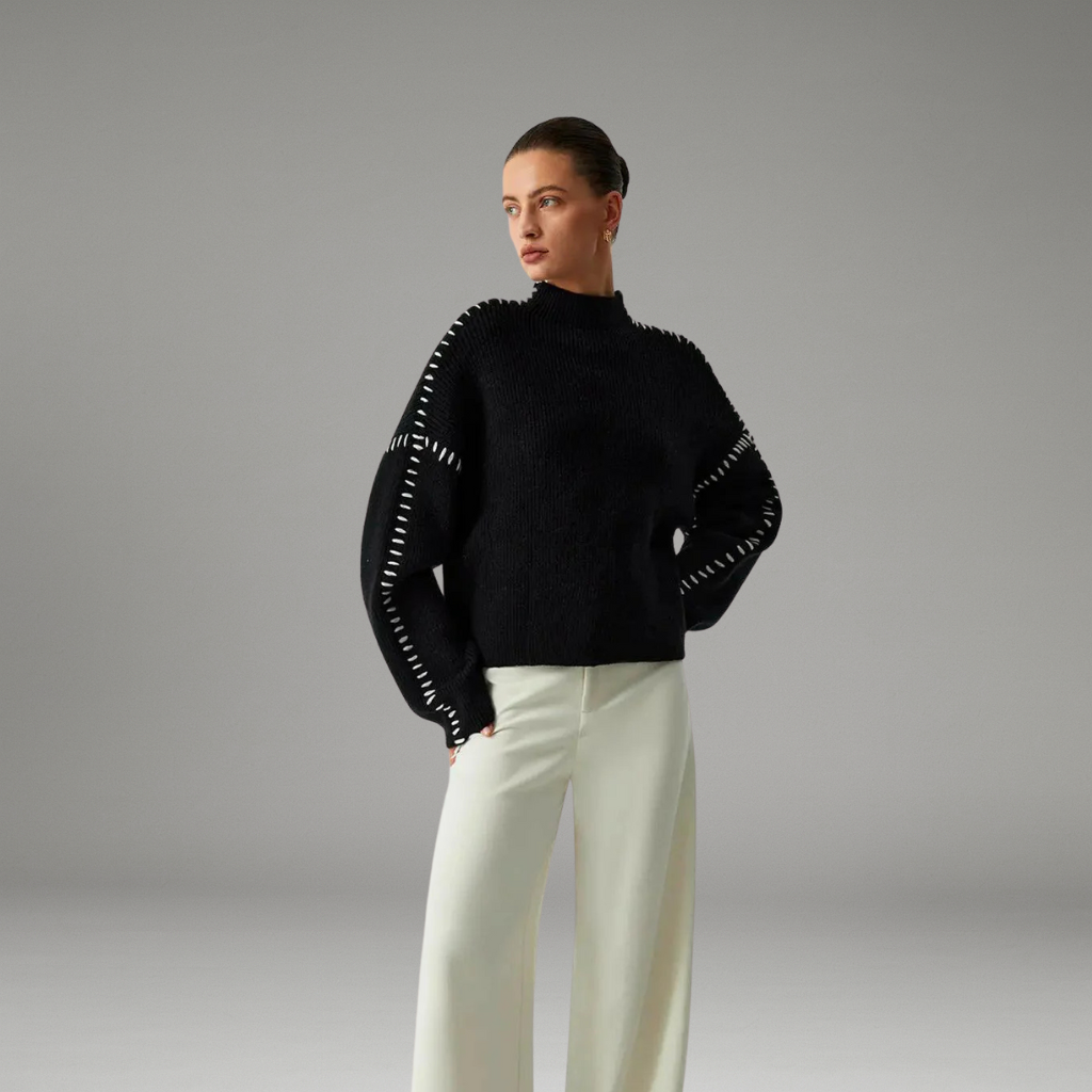 Women’s Sweater with Turtleneck Collar and Long Sleeves