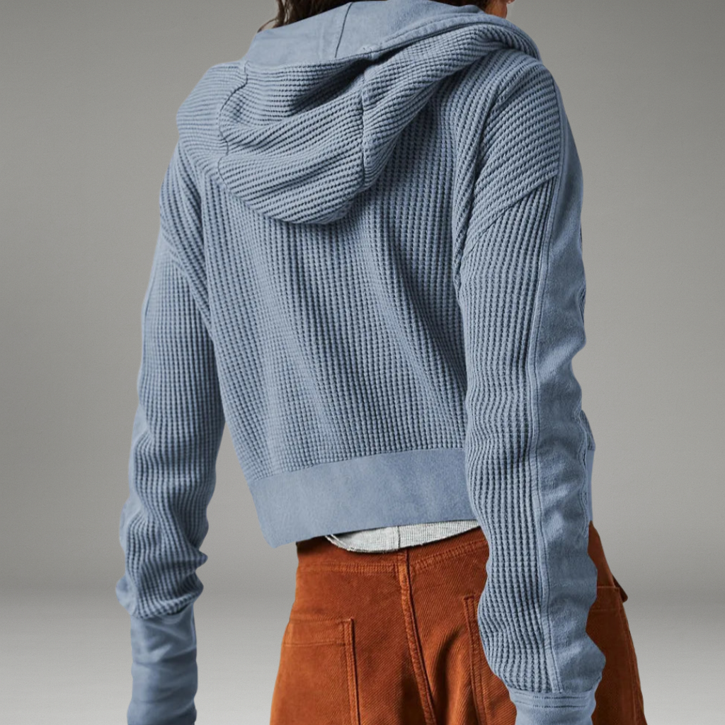 Women’s Waffle Hoodie with Zip Closure and Snug Hood
