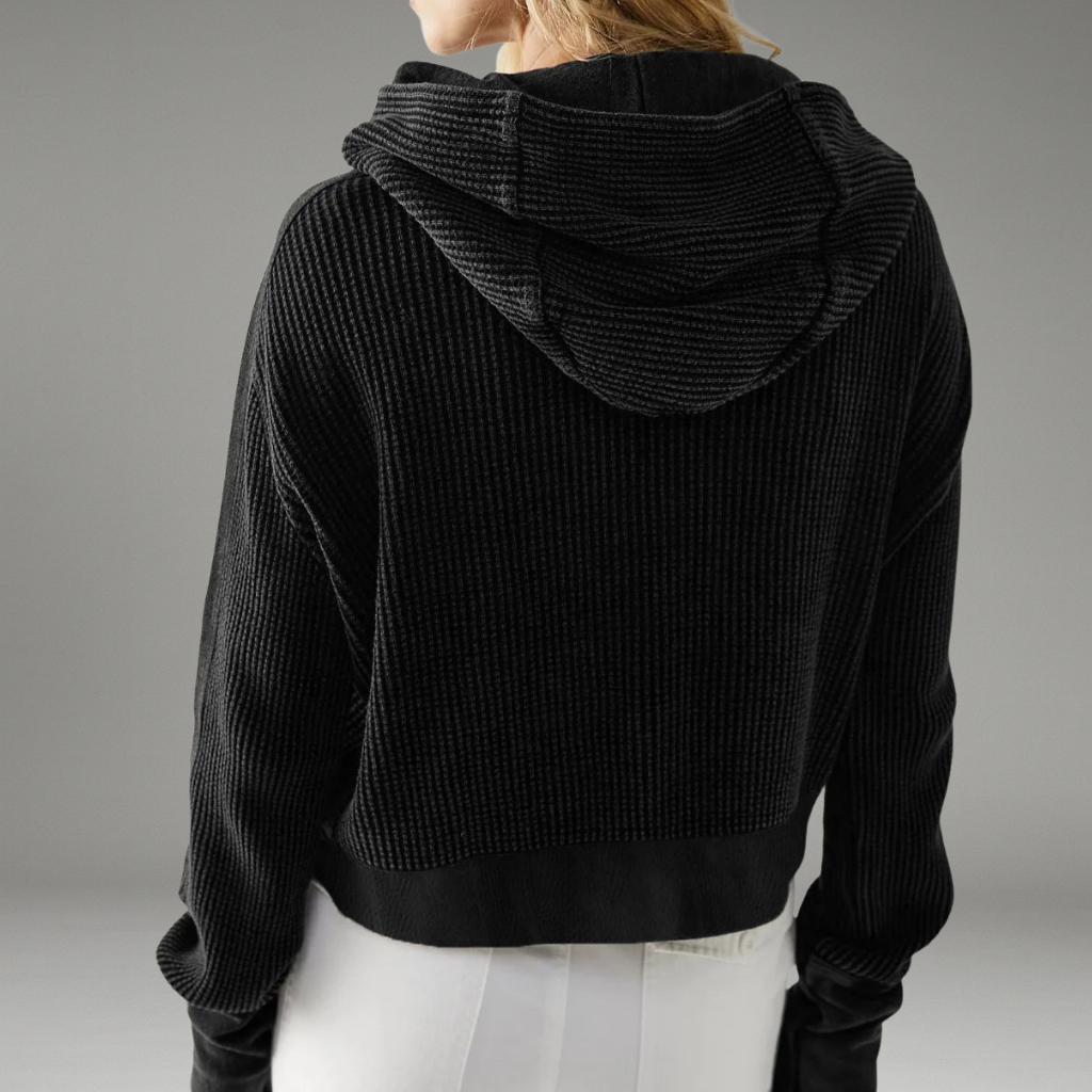 Women’s Waffle Hoodie with Zip Closure and Snug Hood
