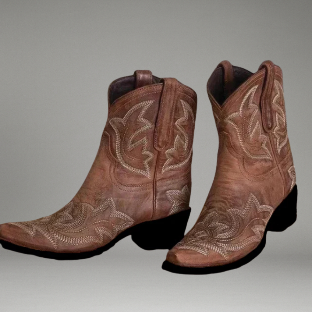 Women’s Western Boots with Pointed Toe and Stacked Heel