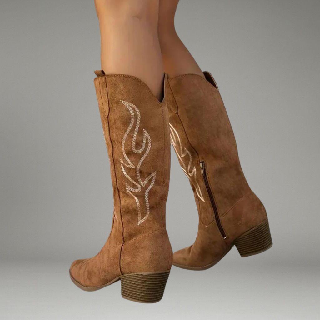 Women’s Western Cowboy Boots with Pointed Toe and Side Zip