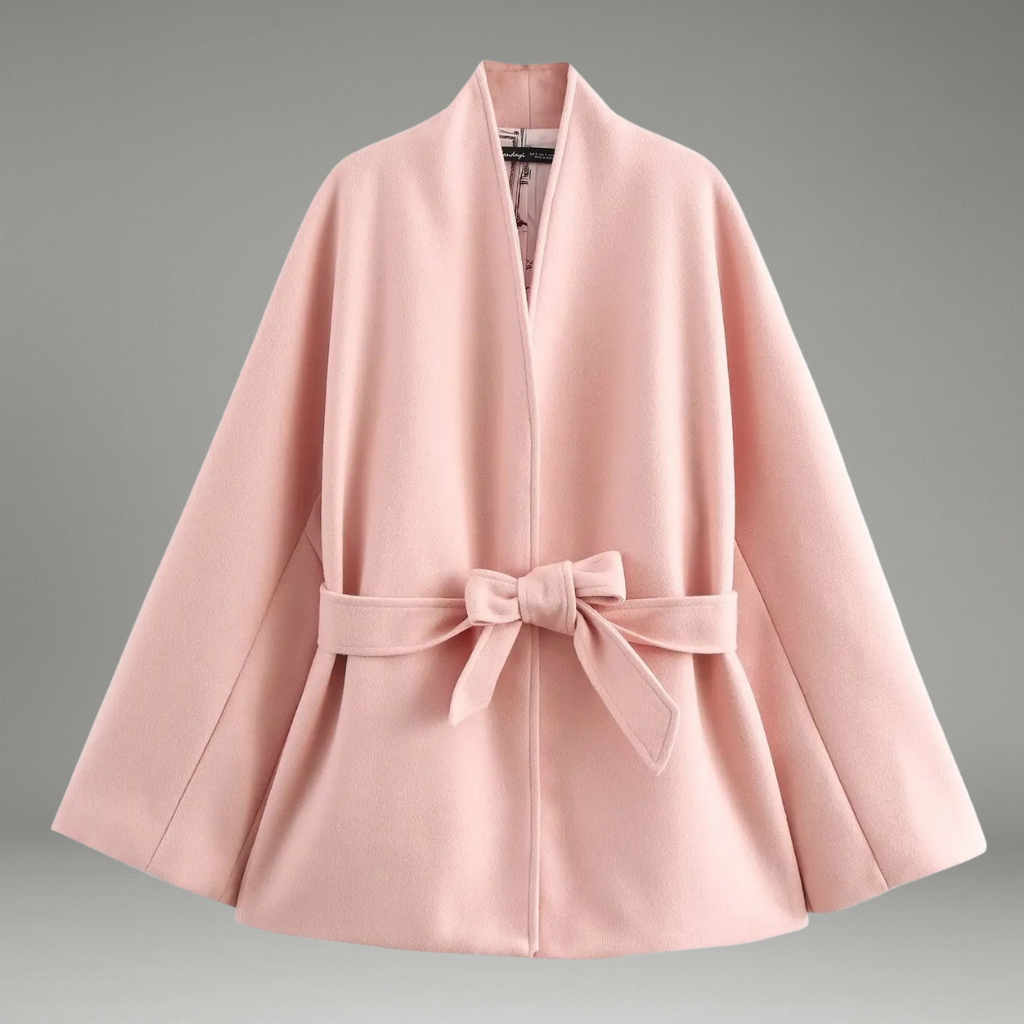Women’s Wrap Coat with Belted Waist and Open Front