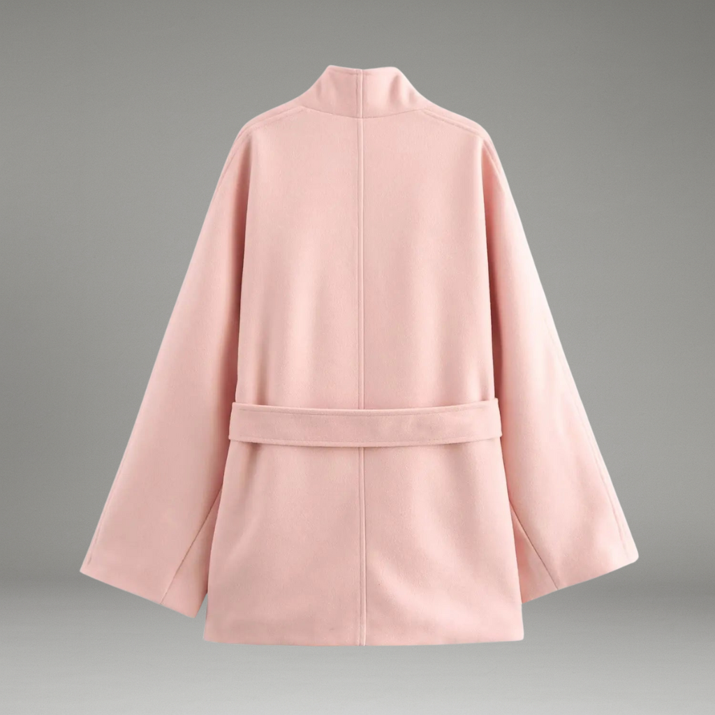 Women’s Wrap Coat with Belted Waist and Open Front