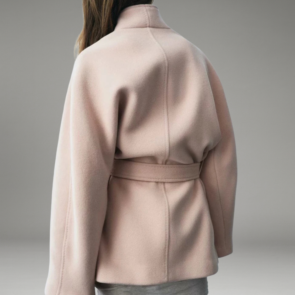 Women’s Wrap Coat with Belted Waist and Open Front