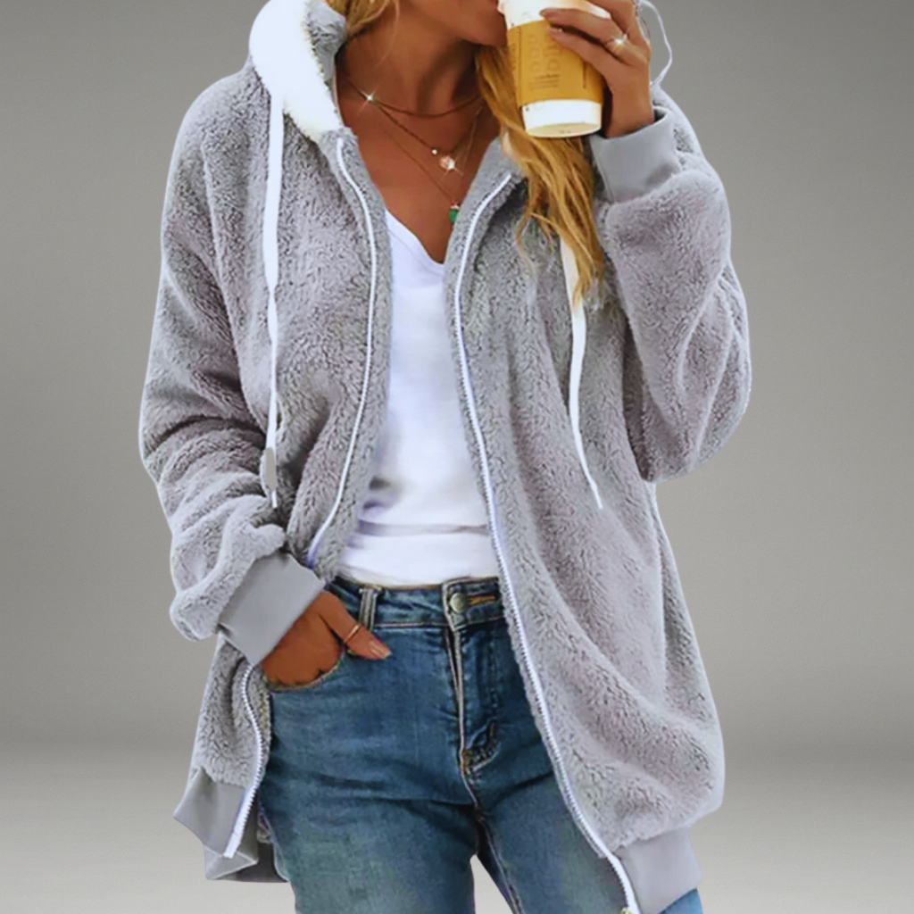 Women’s Zip Hoodie with Drawstring Hood and Ribbed Cuffs